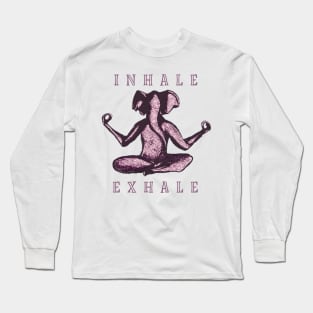 Inhale Exhale Pink Elephant Long Sleeve T-Shirt